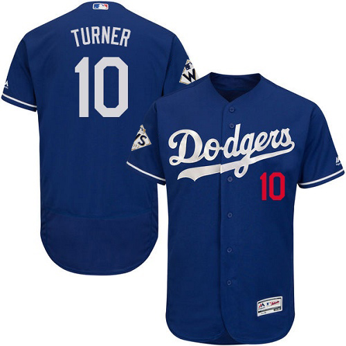 Dodgers #10 Justin Turner Blue Flexbase Authentic Collection World Series Bound Stitched MLB Jersey - Click Image to Close